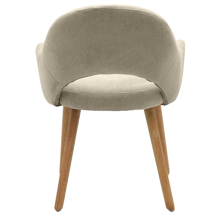 Set of 4 Beige Upholstered Dining Chairs with Oak Legs - Colbie