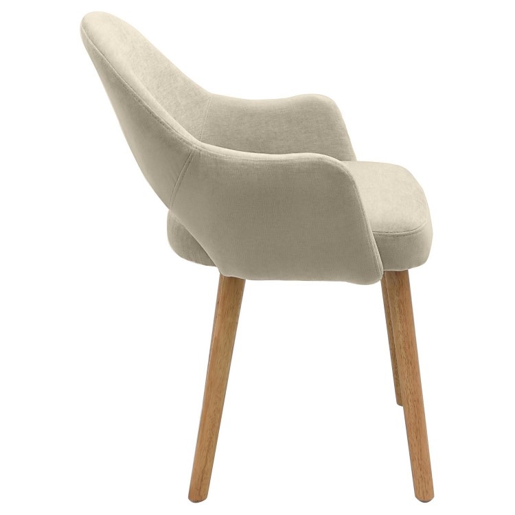 Set of 4 Beige Upholstered Dining Chairs with Oak Legs - Colbie