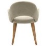 Round Oak Drop Leaf Dining Table Set with 2 Beige Upholstered Chairs - Seats 2 - Carson