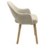 Round Oak Drop Leaf Dining Table Set with 2 Beige Upholstered Chairs - Seats 2 - Carson