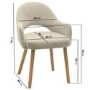 Round Oak Drop Leaf Dining Table Set with 2 Beige Upholstered Chairs - Seats 2 - Carson