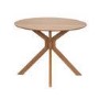 Round Oak Drop Leaf Dining Table Set with 2 Beige Upholstered Swivel Chairs - Seats 2 - Carson
