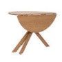 Round Oak Drop Leaf Dining Table Set with 2 Beige Upholstered Swivel Chairs - Seats 2 - Carson
