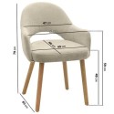 BUN/CRS009/98210 Round Oak Drop Leaf Dining Table Set with 2 Beige Upholstered Chairs - Seats 2 - Carson
