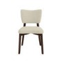 Set of 2 Beige Upholstered Dining Chairs with Walnut Legs - Greta