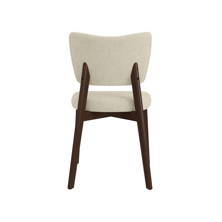 Set of 2 Beige Upholstered Dining Chairs with Walnut Legs - Greta
