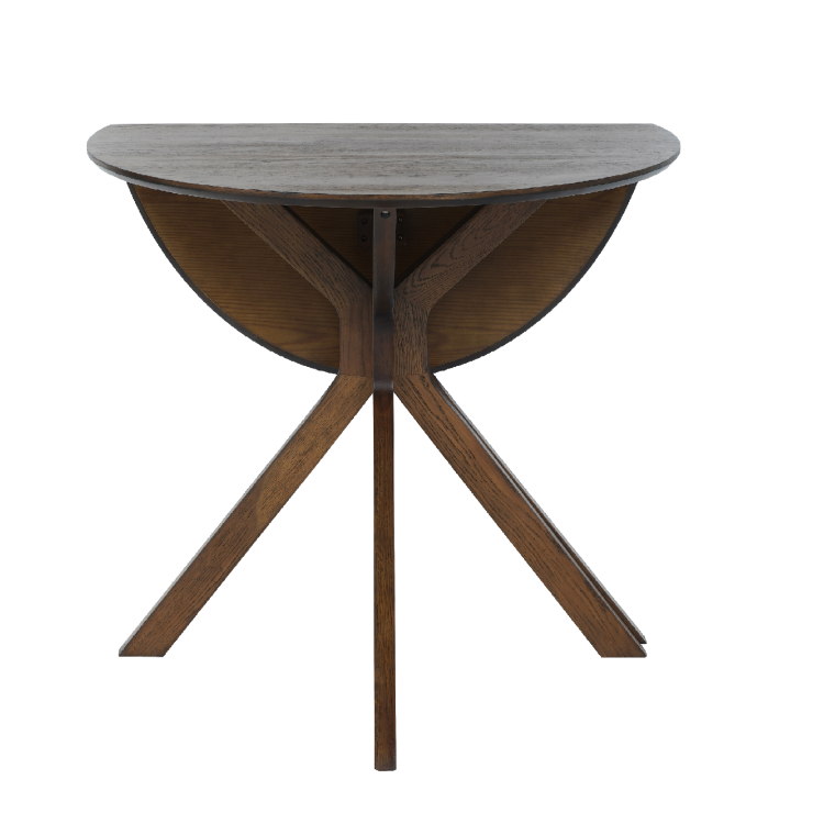 Small Walnut Drop Leaf Space Saving Round Extendable Dining Table - Seats 2 - 4 - Carson
