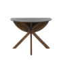 Round Walnut Drop Leaf Dining Table Set with 4 Beige Faux Leather Chairs - Seats 4 - Carson