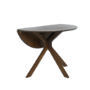 Round Walnut Drop Leaf Dining Table Set with 4 Beige Faux Leather Chairs - Seats 4 - Carson