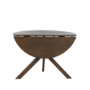 Round Walnut Drop Leaf Dining Table Set with 4 Beige Faux Leather Chairs - Seats 4 - Carson