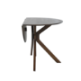 Round Walnut Drop Leaf Dining Table Set with 4 Beige Faux Leather Chairs - Seats 4 - Carson