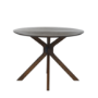 Round Walnut Drop Leaf Dining Table Set with 4 Beige Faux Leather Chairs - Seats 4 - Carson