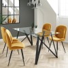 Dax Glass Dining Table with 4 Mustard Yellow Velvet Dining Chairs