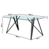 Glass Top Dining Table with 4 Navy Velvet Dining Chairs - Dax