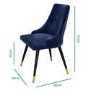 Glass Dining Table Set with 4 Navy Velvet Button Back Chairs - Seats 4 - Dax