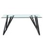 Glass Dining Table Set with 4 Navy Velvet Button Back Chairs - Seats 4 - Dax