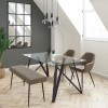 Glass Dining Table with 2 Beige Faux Leather Dining Chairs and 1 Dining Bench - Seats 4 - Dax
