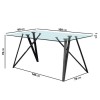 Glass Top Dining Table with 4 Teal Velvet Dining Chairs - Dax