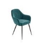 Glass Top Dining Table with 4 Teal Velvet Dining Chairs - Dax