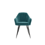 Glass Top Dining Table with 4 Teal Velvet Dining Chairs - Dax