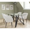 Glass Dining Table with 4 Cream Boucle Dining Chairs - Dax