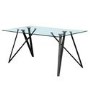 Glass Top Dining Table with Black Metal Legs - Seats 6 - Dax