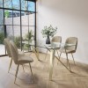 Rectangle Glass Dining Table with 4 Mink Velvet Dining Chairs - Dax