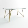 Rectangle Glass Dining Table with 4 Mink Velvet Dining Chairs - Dax