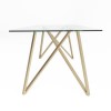 Rectangle Glass Dining Table &amp; 4 Boucle Dining Chairs with Brass Legs - Dax