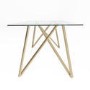 Glass Dining Table Set with 4 Cream Boucle Chairs with Gold Legs - Seats 4 - Dax