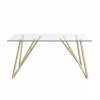 Rectangle Glass Dining Table &amp; 4 Boucle Dining Chairs with Brass Legs - Dax