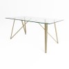 Rectangle Glass Dining Table &amp; 4 Boucle Dining Chairs with Brass Legs - Dax