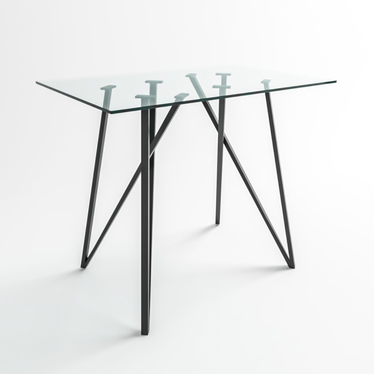 Small Glass Breakfast Bar Table with Black Metal Legs - Seats 4 - Dax
