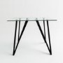 Small Glass Breakfast Bar Table with Black Metal Legs - Seats 4