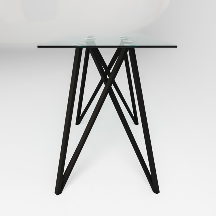 Small Glass Breakfast Bar Table with Black Metal Legs - Seats 4 - Dax
