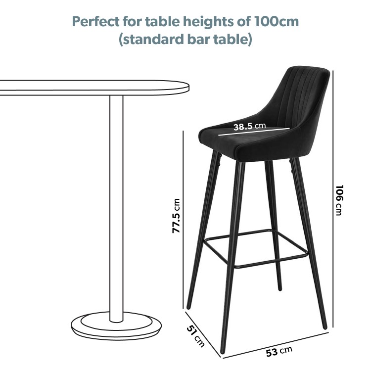 Rectangle Glass Bar Table with 2 Charcoal Velvet Bar Stools - Dax