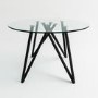 Round Glass Dining Table Set with 4 Grey Fabric Chairs - Seats 4 - Dax
