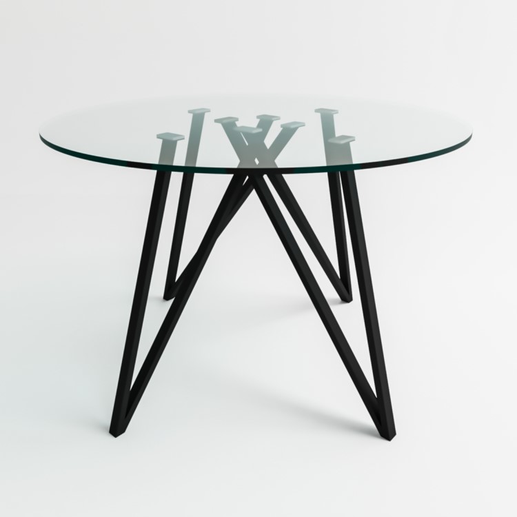 Round Glass Dining Table Set with 4 Grey Fabric Chairs - Seats 4 - Dax