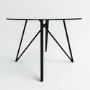 Round Glass Dining Table Set with 4 Grey Fabric Chairs - Seats 4 - Dax