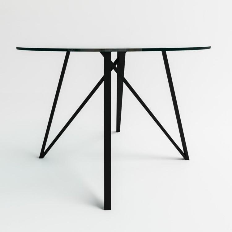 Round Glass Dining Table Set with 4 Grey Fabric Chairs - Seats 4 - Dax