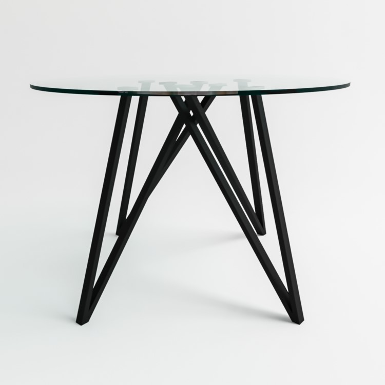 Round Glass Dining Table Set with 4 Grey Fabric Chairs - Seats 4 - Dax