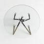 Round Glass Dining Table Set with 4 Grey Fabric Chairs - Seats 4 - Dax