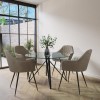 Round Glass Dining Table Set with 4 Beige Faux Leather Chairs - Seats 4 - Dax