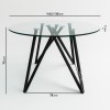 Round Glass Dining Table with 4 Navy Velvet Dining Chairs - Dax