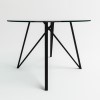 Round Glass Dining Table with 4 Navy Velvet Dining Chairs - Dax