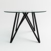 Round Glass Dining Table with 4 Navy Velvet Dining Chairs - Dax