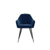 Round Glass Dining Table with 4 Navy Velvet Dining Chairs - Dax