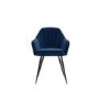 Round Glass Dining Table Set with 4 Navy Velvet Chairs - Seats 4 - Dax