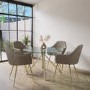 Round Glass Dining Table Set with Gold Legs and 4 Mink Velvet Chairs - Seats 4 - Dax