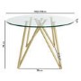 Round Glass Dining Table Set with Gold Legs and 4 Mink Velvet Chairs - Seats 4 - Dax